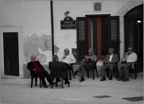 Sicilian Men Sitting Outside Circolo San Giorgio, Ragusa Ibla, Sicily
