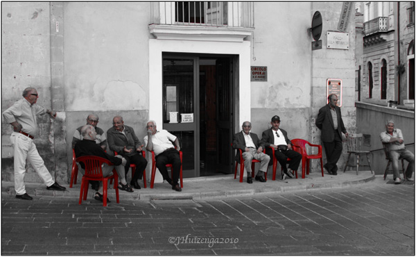 SIcilian Men Sitting Outside a Circolo