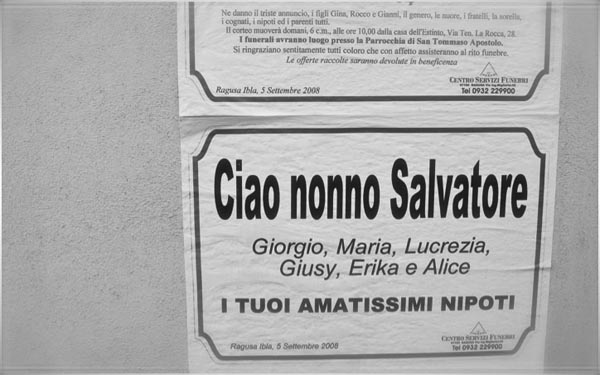 Death Notice in Sicily, Copyright Jann Huizenga