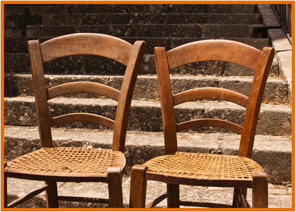 Sicilian Church Chairs with Twine Seats, copyright Jann Huizenga