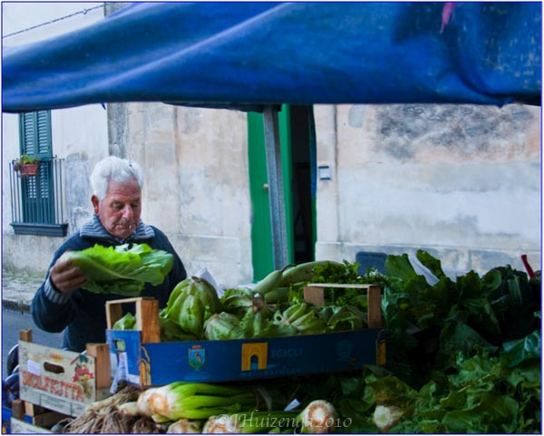 Roving Vegetable Vendor in Sicily, copyright Jann Huizenga