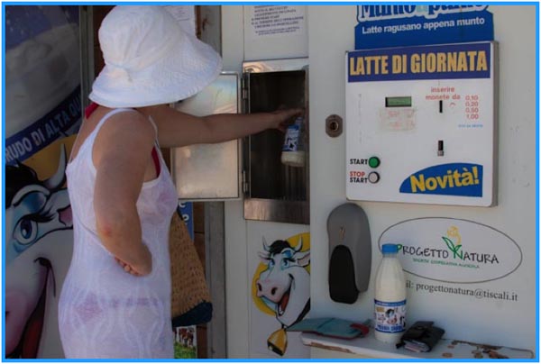 Buying Raw Milk in Sicily, Copyright Jann Huizenga