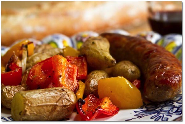 Sicilian baked sausage, copyright Jann Huizenga