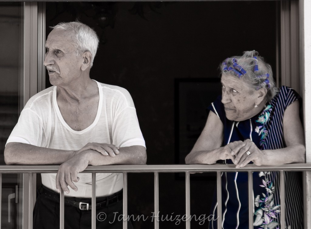 Sicilian Married Couple at Window, copyright Jann Huizenga
